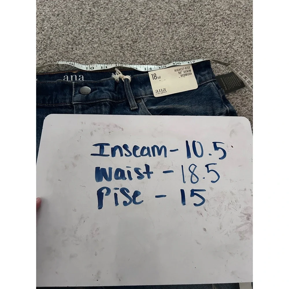 a.n.a Highest Rise 90s Denim Bermuda Shorts Dark Wash Button Fly Tall‎ Size 18T